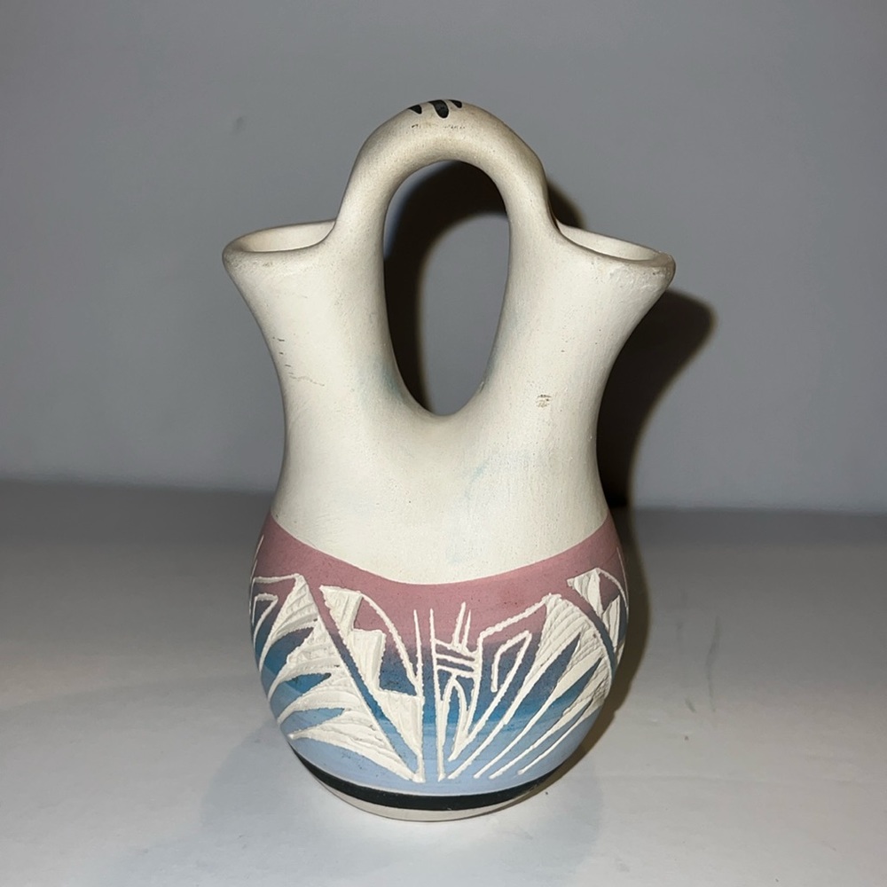 Native American couples love vase, handcrafted, hand painted. Navajo